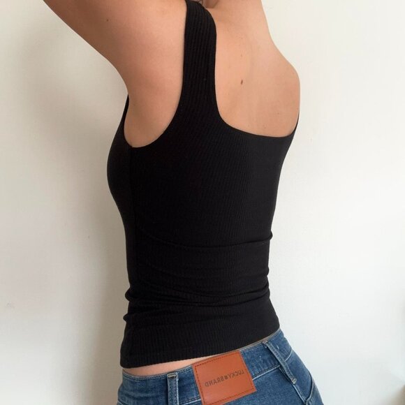 Fitted black ribbed tank top Reformation - Picture 5 of 6